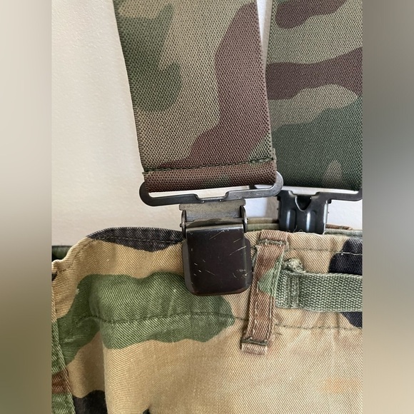 Camo Trousers Cargo Pocket Pants with Suspenders | Size Medium Regular - Picture 4 of 12